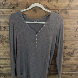 Stitch Fix Gray V-Neck Sweater with Button Detail